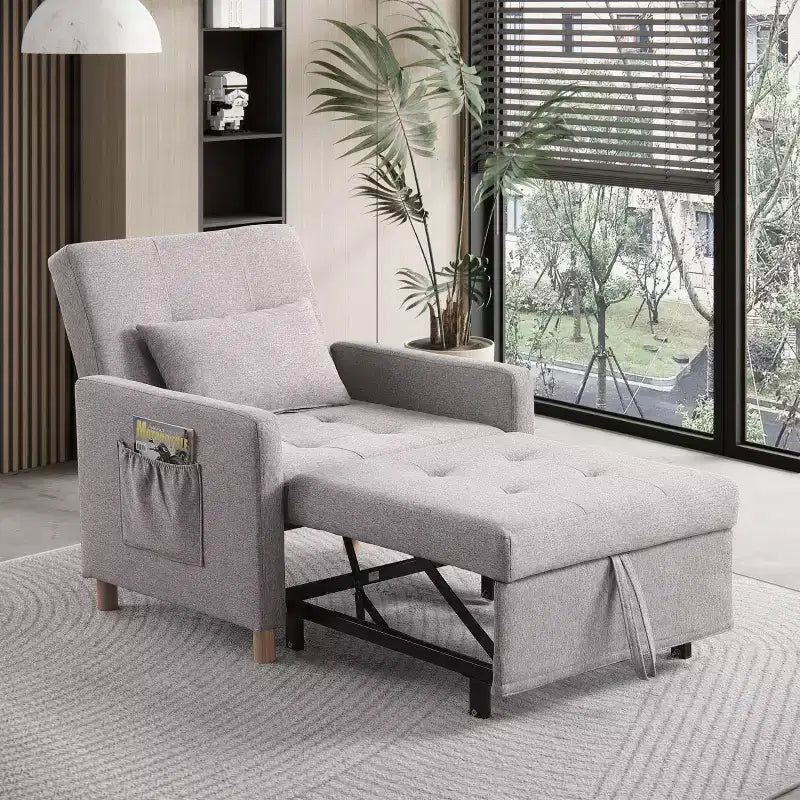 Poltrona Letto Trasformabile Moderna Okak con Letto Estraibile, Poltrona Imbottita per Soggiorno, Camera da Letto, Ufficio