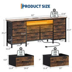 TV Stand for 65, 70, 75 Inch TV, 10 Drawer Long Dresser with Power Outlets , 63 Inch Entertainment Center TV Stand Dresser Storage Drawers