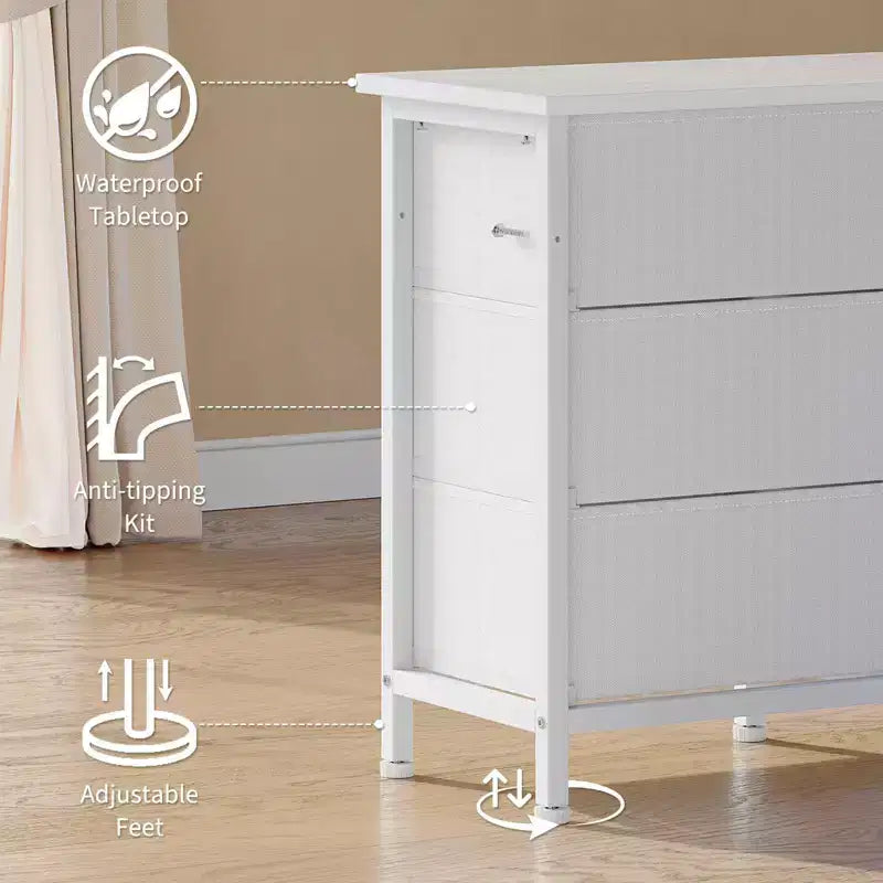 TV Stand for 65, 70, 75 Inch TV, 10 Drawer Long Dresser with Power Outlets , 63 Inch Entertainment Center TV Stand Dresser Storage Drawers