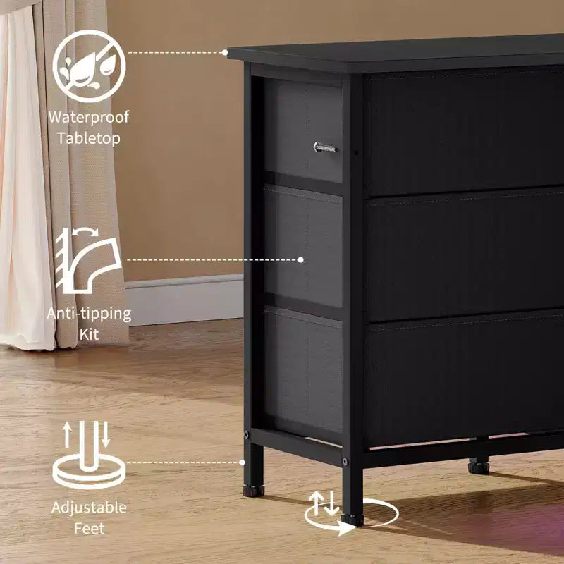 TV Stand for 65, 70, 75 Inch TV, 10 Drawer Long Dresser with Power Outlets , 63 Inch Entertainment Center TV Stand Dresser Storage Drawers