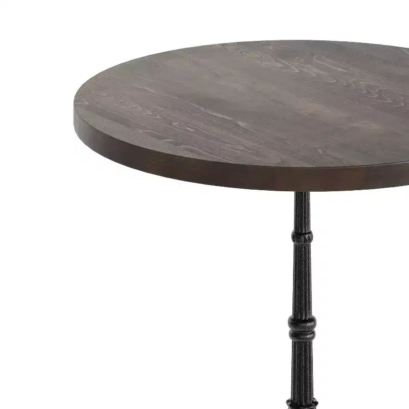 Flash Furniture Bennett Round Solid Wood Commercial Indoor Tabletop with 22.75 x 22.75 Rust-Resistant Cast Iron Decorative Bistro Table Base