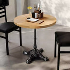 Flash Furniture Bennett Round Solid Wood Commercial Indoor Tabletop with 22.75 x 22.75 Rust-Resistant Cast Iron Decorative Bistro Table Base