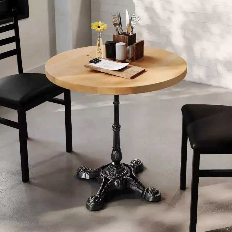 Flash Furniture Bennett Round Solid Wood Commercial Indoor Tabletop with 22.75 x 22.75 Rust-Resistant Cast Iron Decorative Bistro Table Base