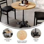 Flash Furniture Bennett Round Solid Wood Commercial Indoor Tabletop with 22.75 x 22.75 Rust-Resistant Cast Iron Decorative Bistro Table Base