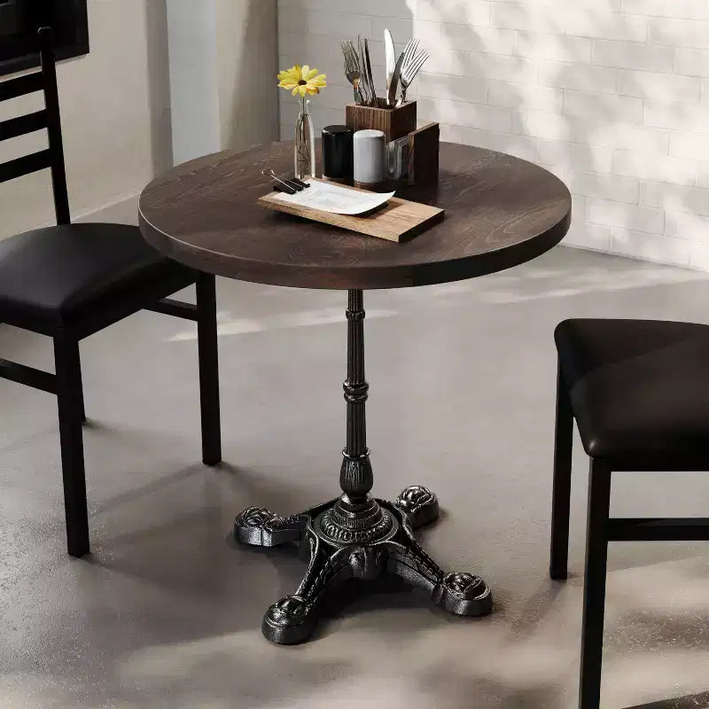 Flash Furniture Bennett Round Solid Wood Commercial Indoor Tabletop with 22.75 x 22.75 Rust-Resistant Cast Iron Decorative Bistro Table Base