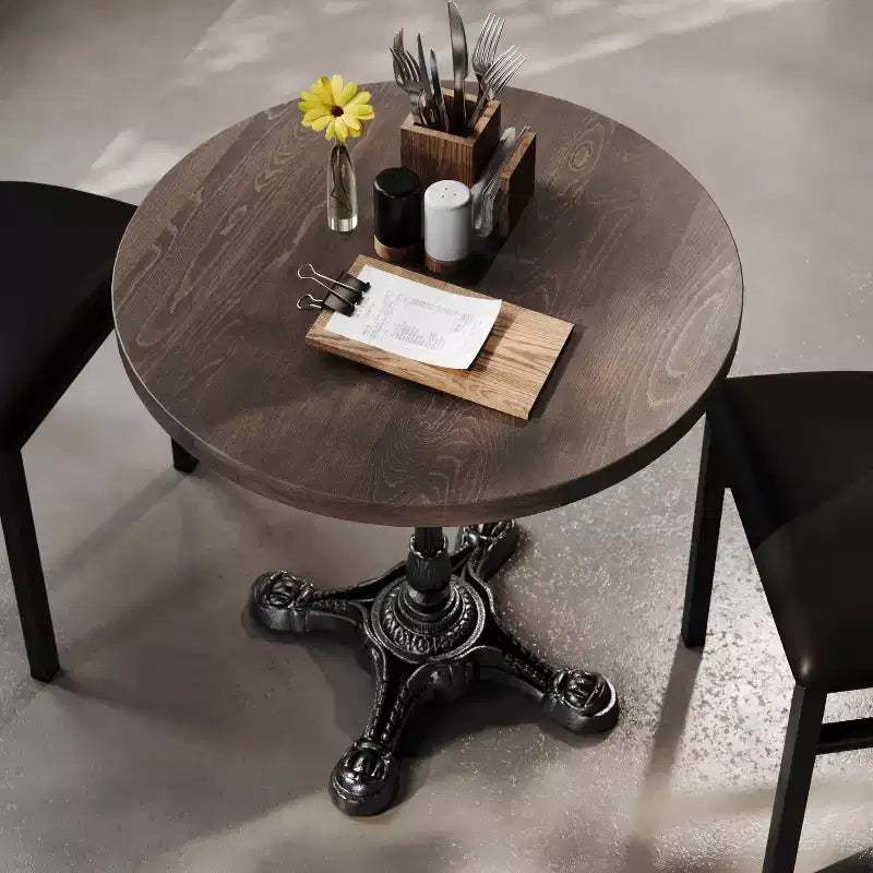 Flash Furniture Bennett Round Solid Wood Commercial Indoor Tabletop with 22.75 x 22.75 Rust-Resistant Cast Iron Decorative Bistro Table Base