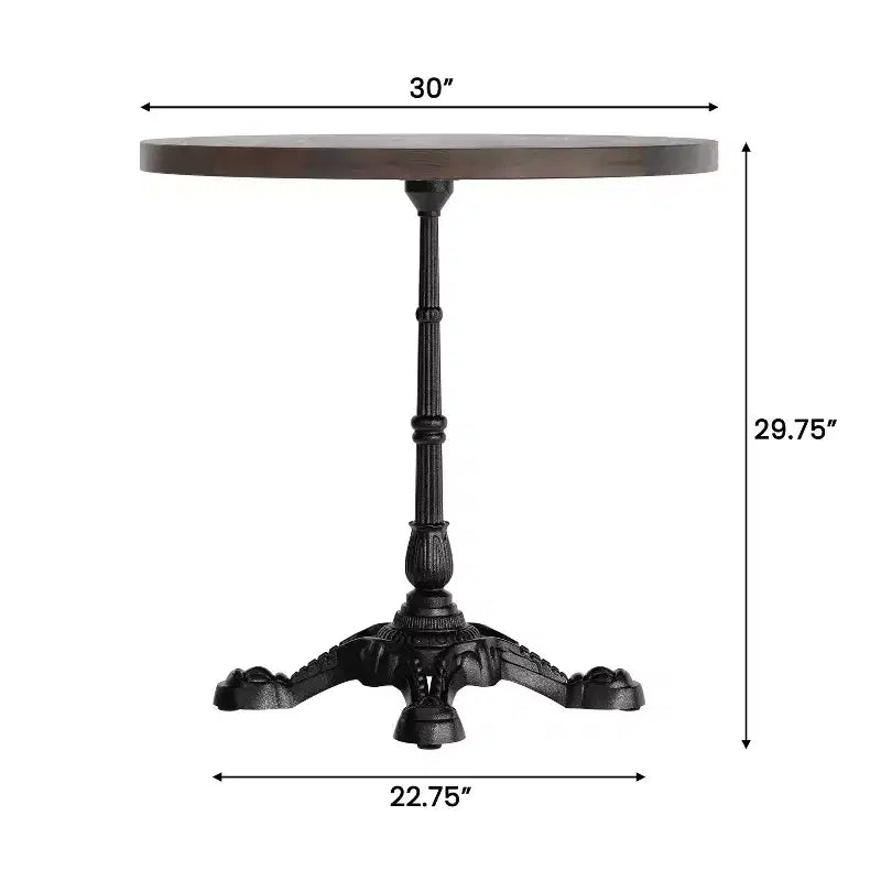Flash Furniture Bennett Round Solid Wood Commercial Indoor Tabletop with 22.75 x 22.75 Rust-Resistant Cast Iron Decorative Bistro Table Base