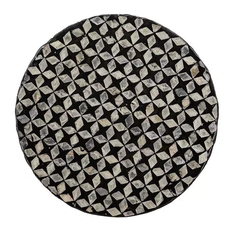 Tavolino d'appoggio rotondo accentato Capiz Dutile GDFStudio