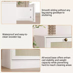 Wooden Dressers for Bedroom with 12 Drawers, 61 Wide TV Stand Dresser for 65 inch TV, Rattan Chest of Drawers for Living Room, Hallway