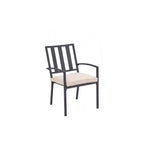 HomeRoots Set of Two Dark Gray Aluminum Outdoor Stacking Dining Chairs with Beige Cushion