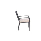HomeRoots Set of Two Dark Gray Aluminum Outdoor Stacking Dining Chairs with Beige Cushion