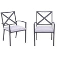HomeRoots Set of Two Dark Gray Aluminum Outdoor Stacking Dining Chairs with Light Gray Cushion