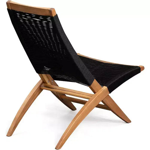 63364 Sedia lounge moderna Lisa con finitura in legno naturale, sedia in legno di metà secolo per soggiorno, patio, prato, piscina, interni ed esterni