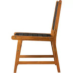 Balkene Home 63710 Sava Sedia da pranzo senza braccioli per interni/esterni Rattan per tutte le stagioni, legno di acacia portatile a profilo basso con seduta intrecciata, fettuccia nera