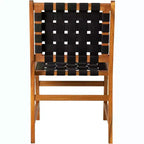 Balkene Home 63710 Sava Sedia da pranzo senza braccioli per interni/esterni Rattan per tutte le stagioni, legno di acacia portatile a profilo basso con seduta intrecciata, fettuccia nera
