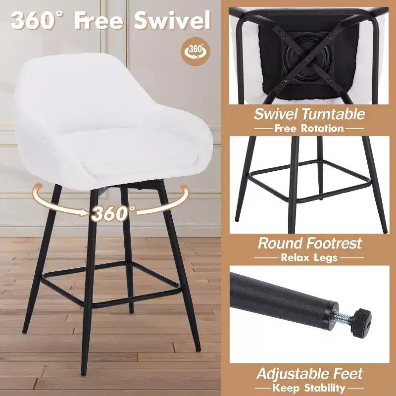 Set di 2 sgabelli girevoli da banco, sgabelli da bar da 26 pollici, schienale basso e gambe in metallo, facili da montare, per bar, isola della cucina