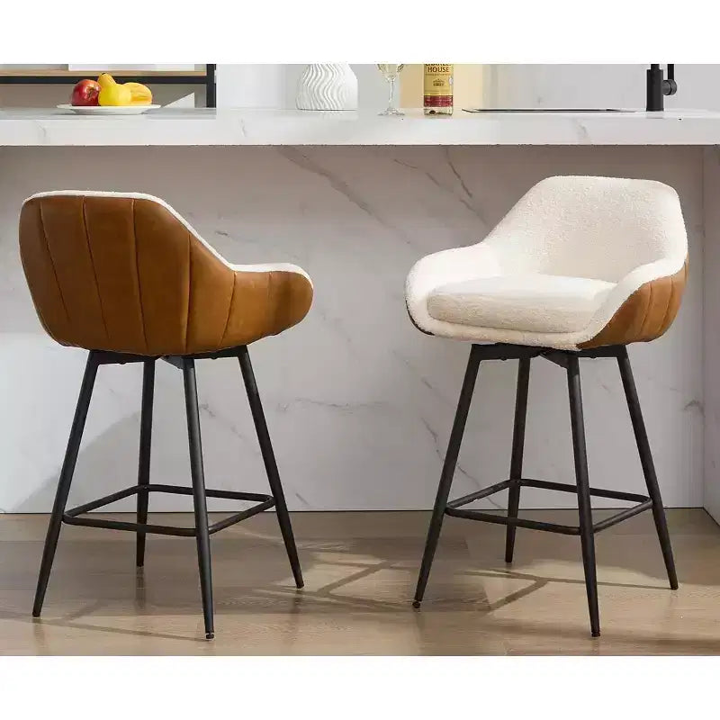 Set di 2 sgabelli girevoli da banco, sgabelli da bar da 26 pollici, schienale basso e gambe in metallo, facili da montare, per bar, isola della cucina