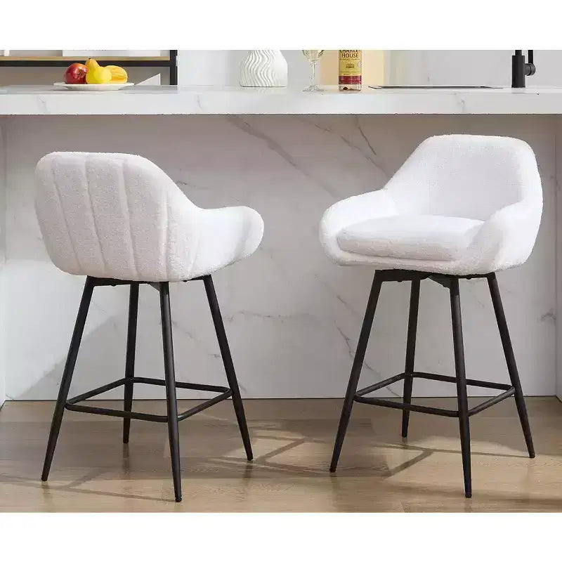 Set di 2 sgabelli girevoli da banco, sgabelli da bar da 26 pollici, schienale basso e gambe in metallo, facili da montare, per bar, isola della cucina