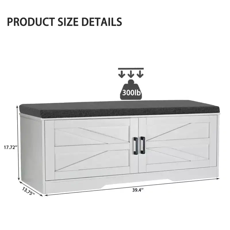 GDFStudio Meena Panca Contenitore Scarpiera a 2 Livelli con Cuscino, 39"W, Stile Rustico