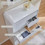 Comò a 7 cassetti per camera da letto, cassettiere moderne con profilo curvo, comò in legno per soggiorno