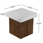 MAYEERTY 1 Pack Square Side Table, Faux Stone & Wood Texture End Table for Indoor Outdoor Living Room, Patio, Bedroom