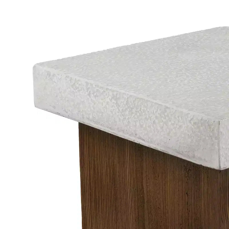 MAYEERTY 1 Pack Square Side Table, Faux Stone & Wood Texture End Table for Indoor Outdoor Living Room, Patio, Bedroom
