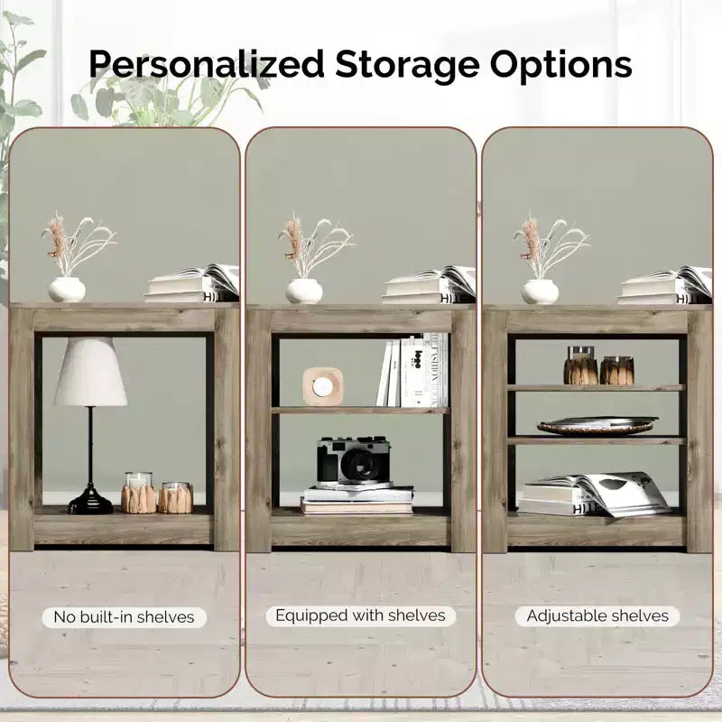 Farmhouse 70'' TV Stand For Tvs Up To 70'' With 23'' Electric Fireplace and Adjustable Shelves