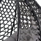 GDFStudio Anderson Hanging Egg Rattan Chair with Stand and Soft Removable Cushion