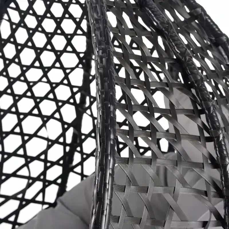 GDFStudio Anderson Hanging Egg Rattan Chair with Stand and Soft Removable Cushion
