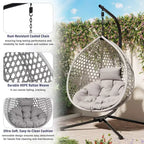 GDFStudio Anderson Hanging Egg Rattan Chair with Stand and Soft Removable Cushion
