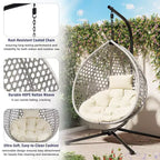 GDFStudio Anderson Hanging Egg Rattan Chair with Stand and Soft Removable Cushion