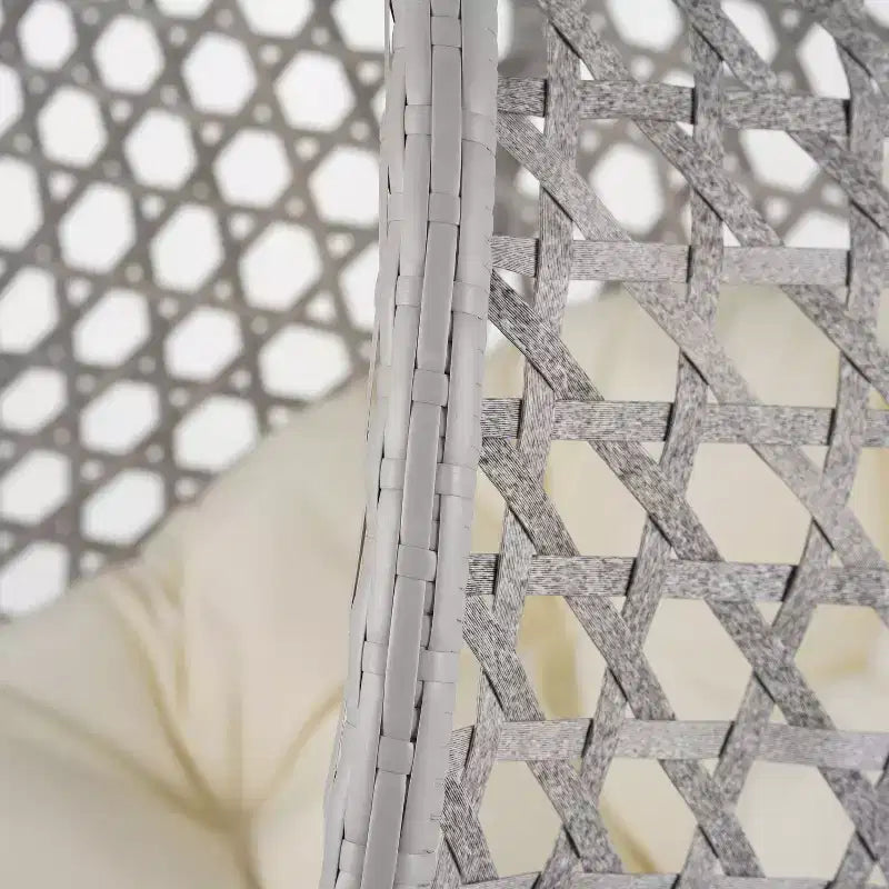 GDFStudio Anderson Hanging Egg Rattan Chair with Stand and Soft Removable Cushion