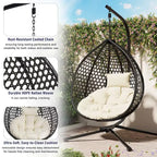 GDFStudio Anderson Hanging Egg Rattan Chair with Stand and Soft Removable Cushion