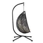 GDFStudio Anderson Hanging Egg Rattan Chair with Stand and Soft Removable Cushion