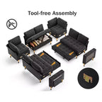 Dyonery 8 Seat U Shaped Modular Sectional Sleeper Sofa with Pull Out Bed/Reclining Backrest/USB Ports/Table/Storage, Tool-Free Assembly