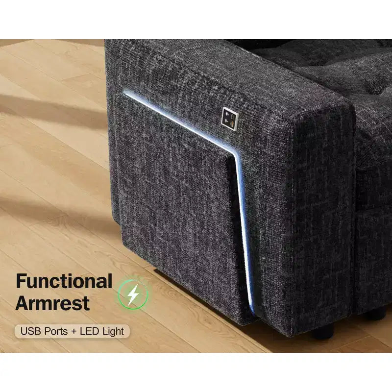 Dyonery 8 Seat U Shaped Modular Sectional Sleeper Sofa with Pull Out Bed/Reclining Backrest/USB Ports/Table/Storage, Tool-Free Assembly