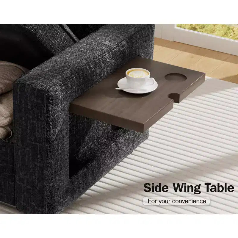 Dyonery 8 Seat U Shaped Modular Sectional Sleeper Sofa with Pull Out Bed/Reclining Backrest/USB Ports/Table/Storage, Tool-Free Assembly