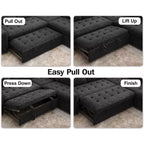 Dyonery 8 Seat U Shaped Modular Sectional Sleeper Sofa with Pull Out Bed/Reclining Backrest/USB Ports/Table/Storage, Tool-Free Assembly