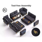 Dyonery 8 Seat U Shaped Modular Sectional Sleeper Sofa with Pull Out Bed/Reclining Backrest/USB Ports/Table/Storage, Tool-Free Assembly