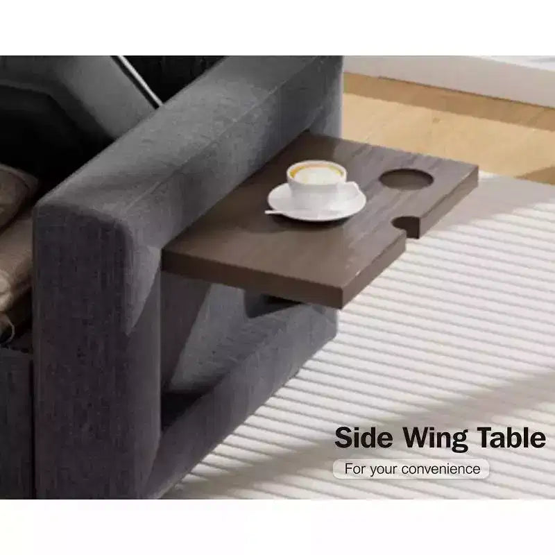 Dyonery 8 Seat U Shaped Modular Sectional Sleeper Sofa with Pull Out Bed/Reclining Backrest/USB Ports/Table/Storage, Tool-Free Assembly