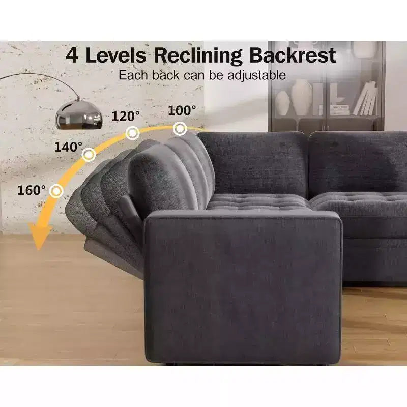Dyonery 8 Seat U Shaped Modular Sectional Sleeper Sofa with Pull Out Bed/Reclining Backrest/USB Ports/Table/Storage, Tool-Free Assembly