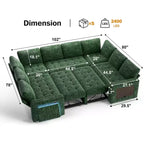 Dyonery 8 Seat U Shaped Modular Sectional Sleeper Sofa with Pull Out Bed/Reclining Backrest/USB Ports/Table/Storage, Tool-Free Assembly