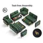 Dyonery 8 Seat U Shaped Modular Sectional Sleeper Sofa with Pull Out Bed/Reclining Backrest/USB Ports/Table/Storage, Tool-Free Assembly