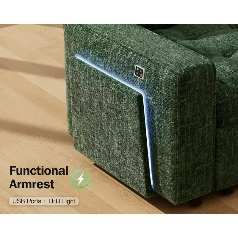 Dyonery 8 Seat U Shaped Modular Sectional Sleeper Sofa with Pull Out Bed/Reclining Backrest/USB Ports/Table/Storage, Tool-Free Assembly