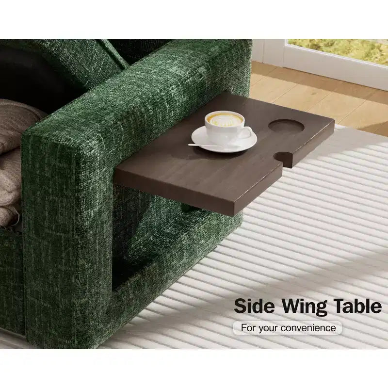 Dyonery 8 Seat U Shaped Modular Sectional Sleeper Sofa with Pull Out Bed/Reclining Backrest/USB Ports/Table/Storage, Tool-Free Assembly