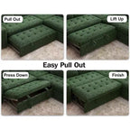 Dyonery 8 Seat U Shaped Modular Sectional Sleeper Sofa with Pull Out Bed/Reclining Backrest/USB Ports/Table/Storage, Tool-Free Assembly