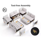 Dyonery 8 Seat U Shaped Modular Sectional Sleeper Sofa with Pull Out Bed/Reclining Backrest/USB Ports/Table/Storage, Tool-Free Assembly