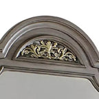 Royal Hampton Dresser Mirror, 49 Inch Floral Arched Shape, Gray Solid Wood