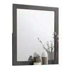 Specchio per comò Royal Hampton, cornice moderna in legno massello grigio metallizzato, 38 pollici
