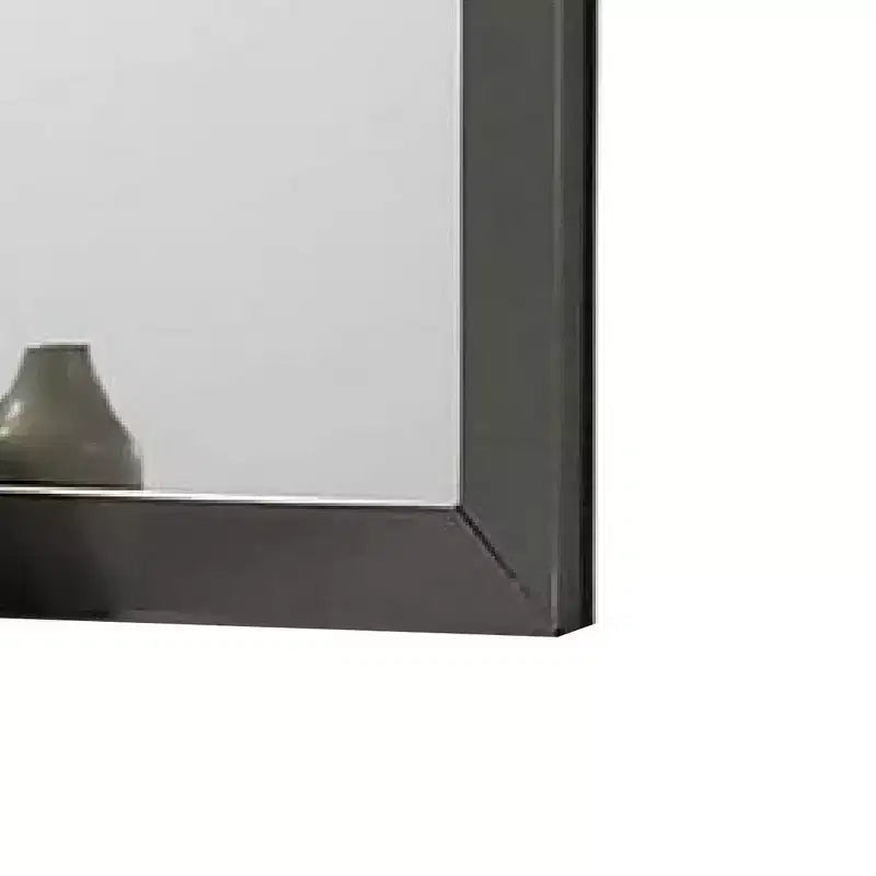 Specchio per comò Royal Hampton, cornice moderna in legno massello grigio metallizzato, 38 pollici